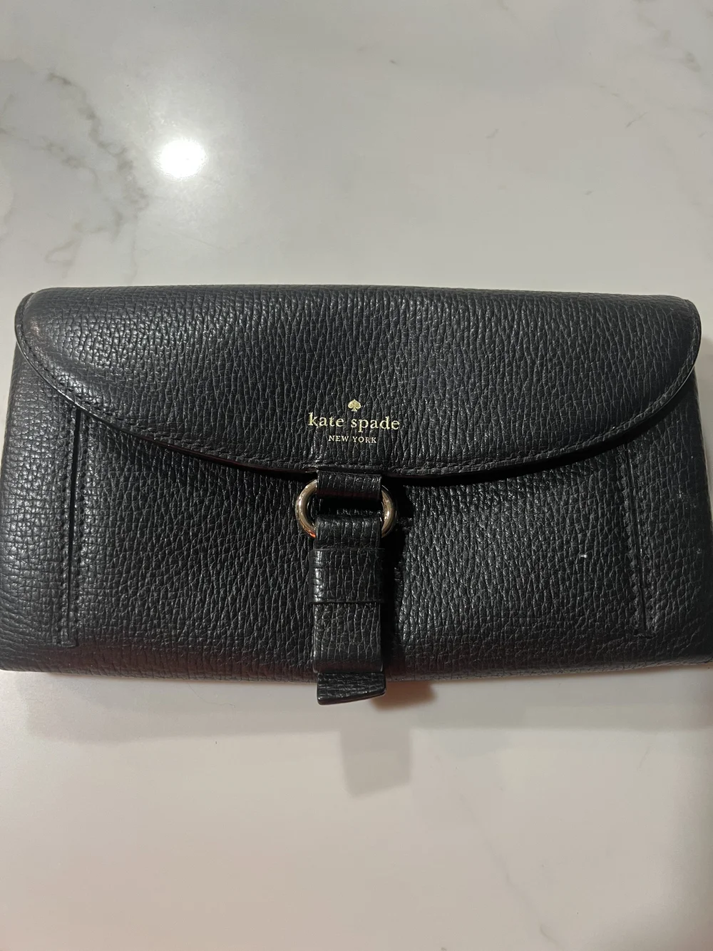 kate spade New York Black Pebbled Leather Clutch